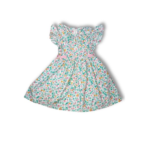 1980s Popsicle Girls Floral Ruffle Toddlers Dress Size 5 Pink Green Orange Blue - Picture 3 of 9